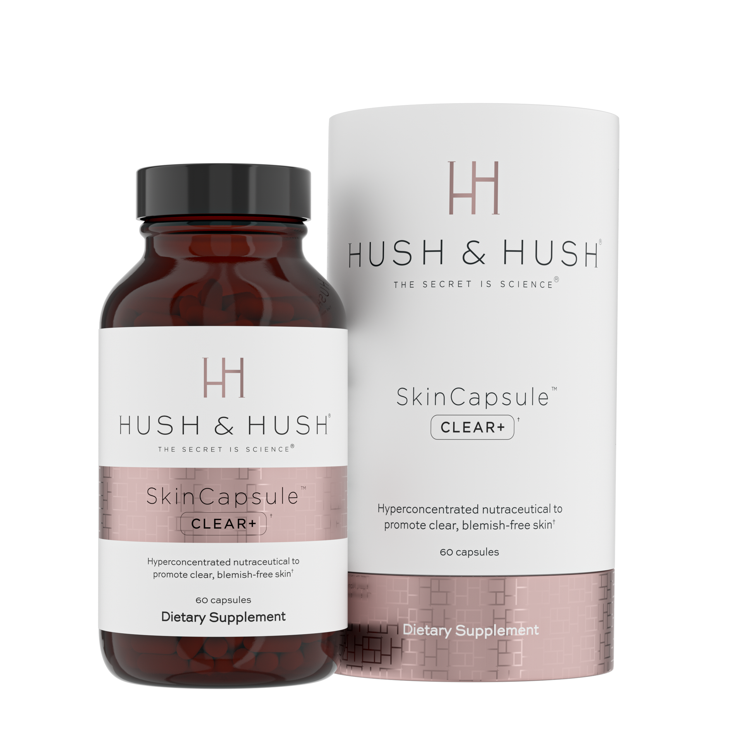 HUSH & HUSH SkinCapsule CLEAR+ Wegański suplement diety wspierający skórę w przebiegu trądziku
