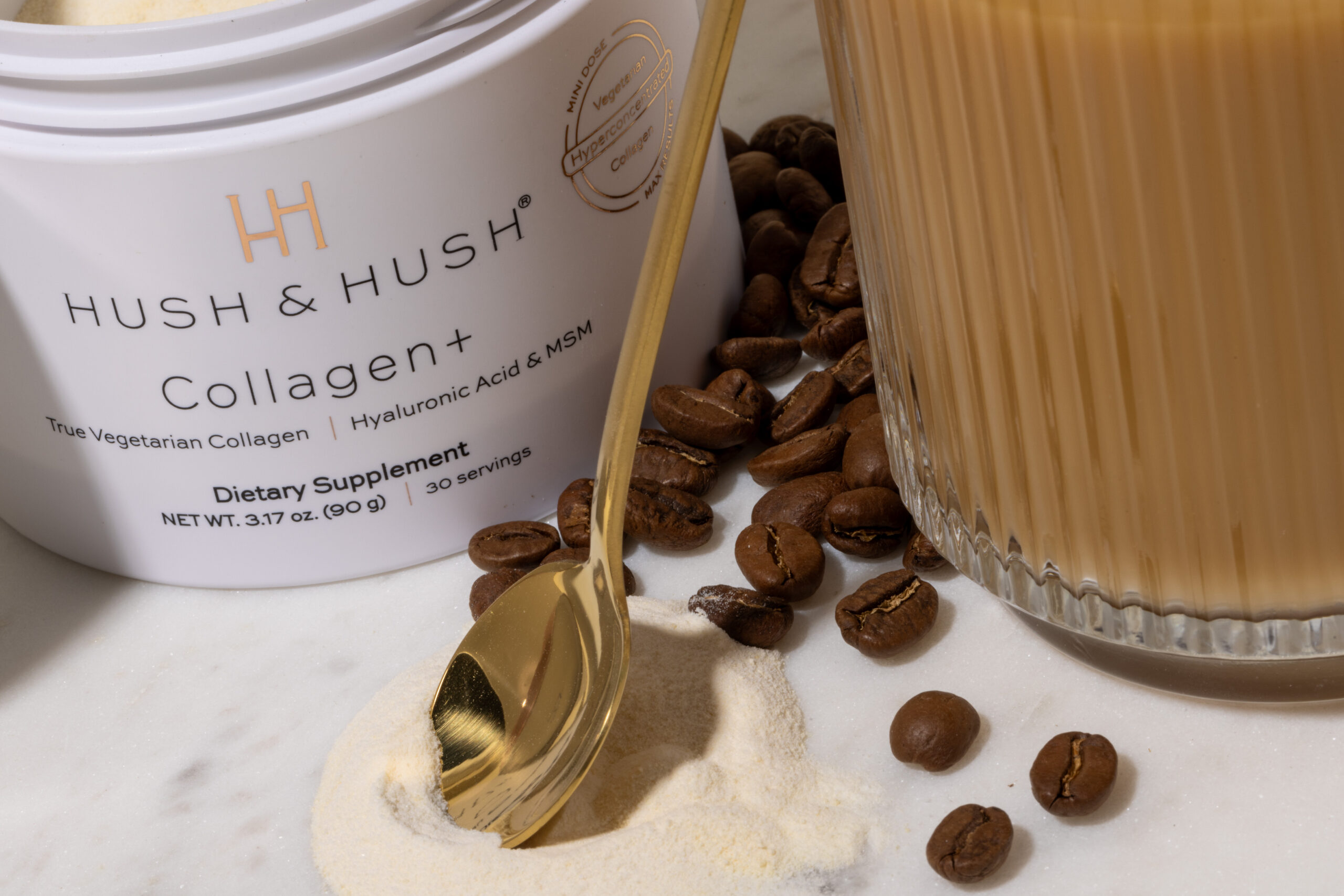 HUSH & HUSH COLLAGEN+ Wegetariański suplement diety wspierający remodeling skóry, wzmocnienie włosów, paznokci i stawów