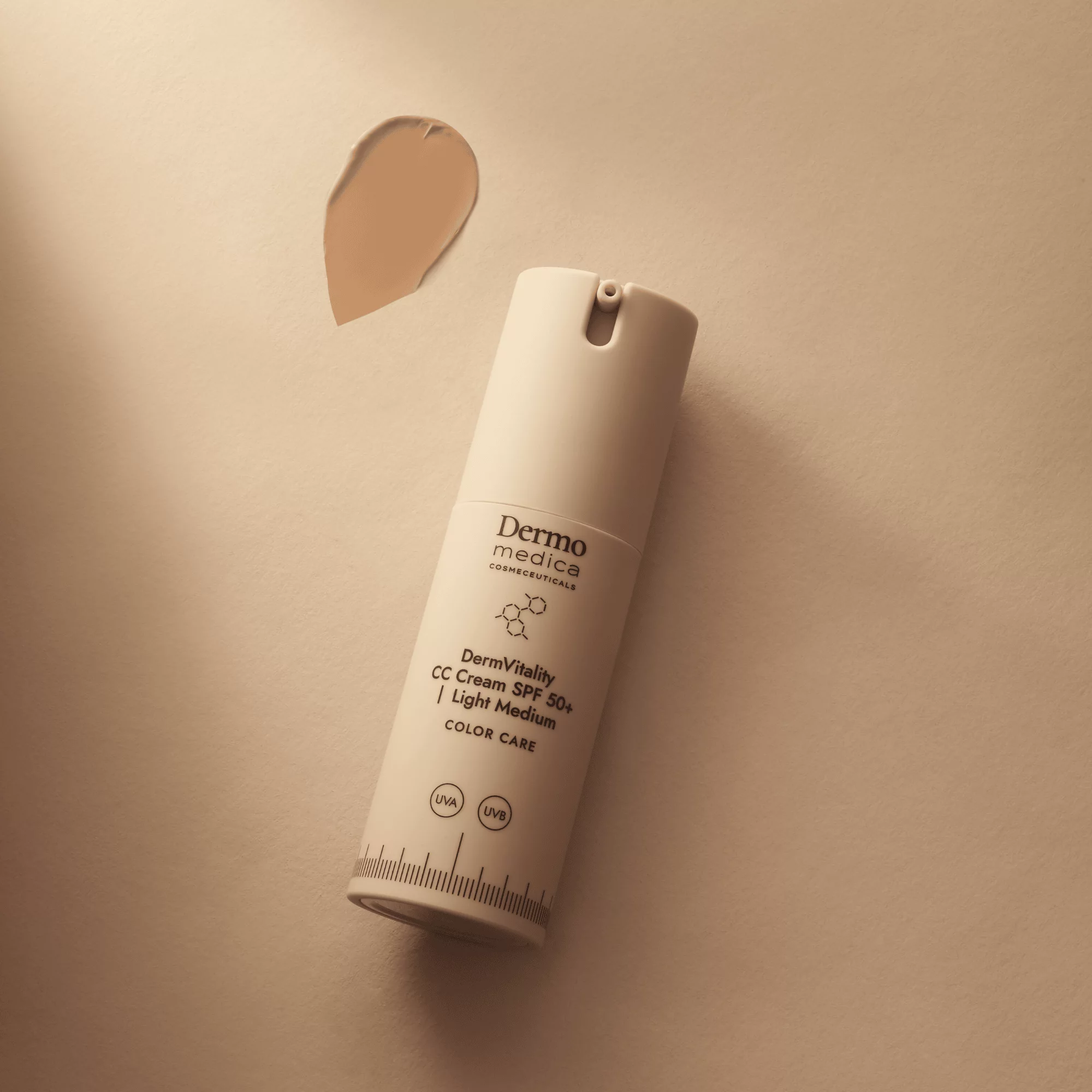 DERMOMEDICA DermVitality CC Cream SPF 50+ | Light Medium 30ml Koloryzujący krem korygujący z bardzo wysoką ochroną UVA/UVB i właściwościami pielęgnacyjnymi - obrazek 2